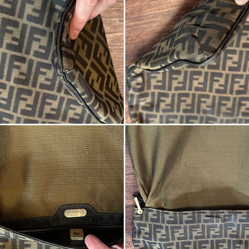 FENDI ZUCCA PRINT SHOULDER HOBO BAG TOTE LEATHER super clean - Picture 16 of 16